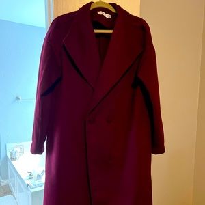 Womens Maroon Knee Length Coat.